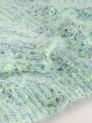 Bright Green Neppy Fuzzy Texture V-Neck Cardigan - Image 8 of 8