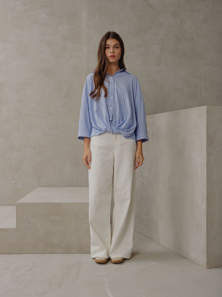 Smith & Soul Blue Striped Shirt Blouse - Image 1 of 5 Smith & Soul Blue Striped Shirt Blouse - Image 1 of 5
