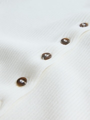 White Ribbed Volume Sleeve Knitted Cardigan - Image 3 of 3