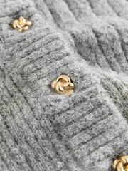 Grau - Rib Knitted Gold Button Waistcoat With Wool - Bild 8 von 8