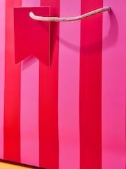 Set of 2 Pink Chunky Striped Medium Gift Bags - Image 2 of 3