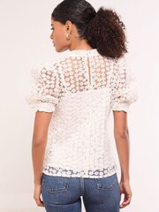 Lipsy White Daisy Puff Sleeve Top - Image 4 of 4
