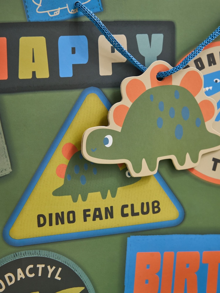 Green Dinosaur Medium Gift Bag and Card Set - Image 3 of 3 Green Dinosaur Medium Gift Bag and Card Set - Image 3 of 3