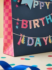 Navy Medium Bunting Gift Bag and Card Set - Image 2 of 3