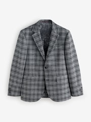 Charcoal Grey Checkered Slim Suit Jacket - Image 1 of 1