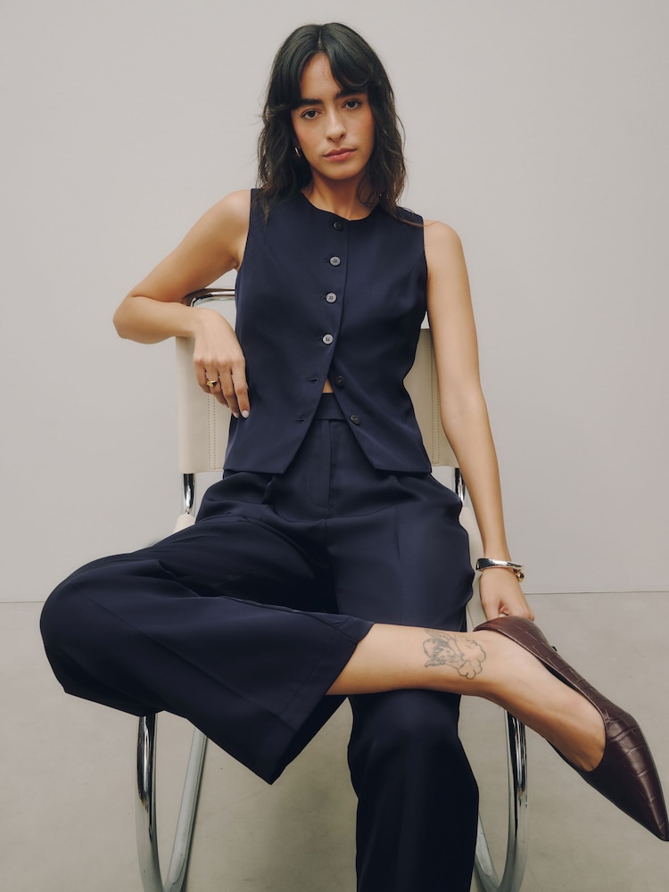 Navy Blue Tailored Waistcoat - Image 1 of 6 Navy Blue Tailored Waistcoat - Image 1 of 6