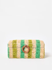 Oliver Bonas Green Woven Raffia Jewellery Box - Image 1 of 4
