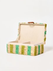 Oliver Bonas Green Woven Raffia Jewellery Box - Image 2 of 4