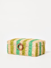 Oliver Bonas Green Woven Raffia Jewellery Box - Image 3 of 4