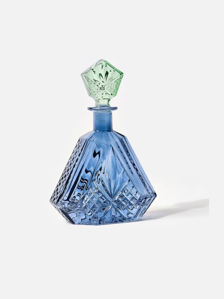 Oliver Bonas Blue Jewel Glass Decanter - Image 1 of 4 Oliver Bonas Blue Jewel Glass Decanter - Image 1 of 4