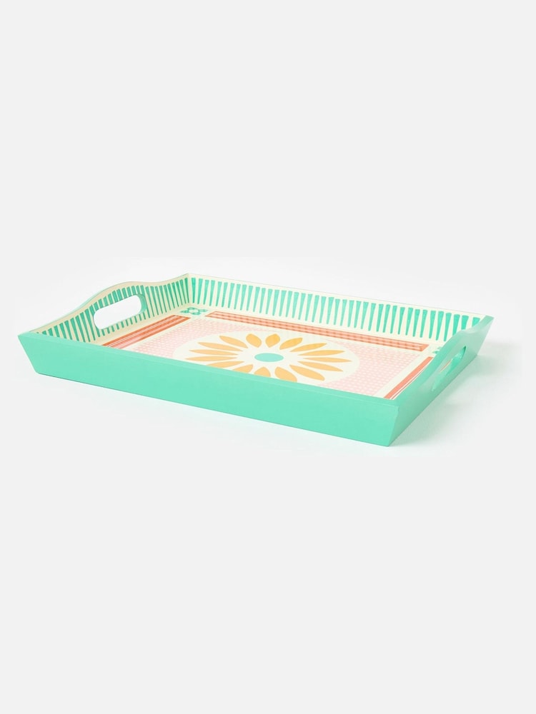 Oliver Bonas Pink Wooden Hand Painted Flower Tray - Image 1 of 5 Oliver Bonas Pink Wooden Hand Painted Flower Tray - Image 1 of 5