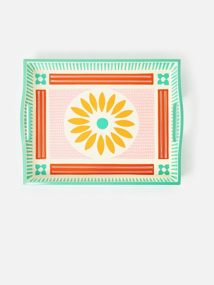 Oliver Bonas Pink Wooden Hand Painted Flower Tray - Image 2 of 5 Oliver Bonas Pink Wooden Hand Painted Flower Tray - Image 2 of 5
