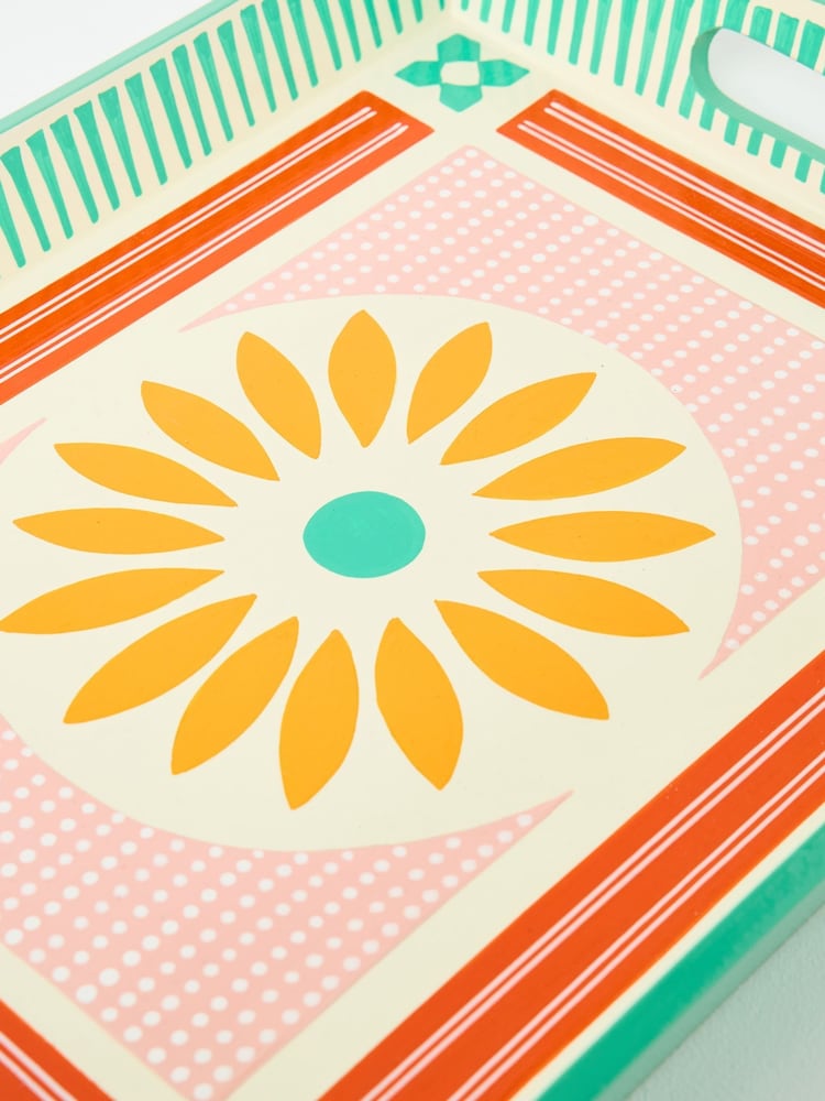 Oliver Bonas Pink Wooden Hand Painted Flower Tray - Image 5 of 5 Oliver Bonas Pink Wooden Hand Painted Flower Tray - Image 5 of 5