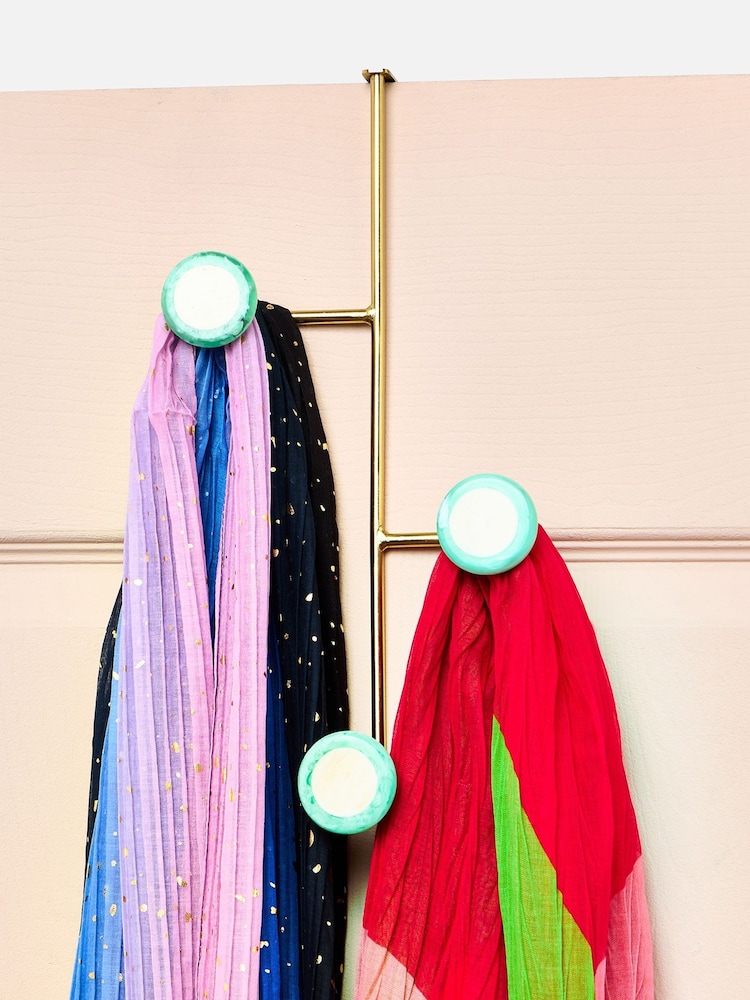 Oliver Bonas Blue Resin & Bone Gold Over The Door Storage Hooks - Image 2 of 6 Oliver Bonas Blue Resin & Bone Gold Over The Door Storage Hooks - Image 2 of 6