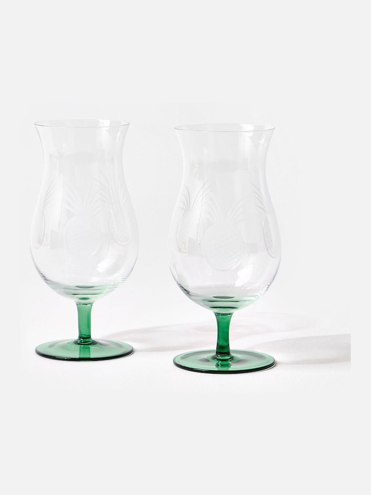 Oliver Bonas Set of 2 Green Pineapple Cocktail Glasses - Image 1 of 4