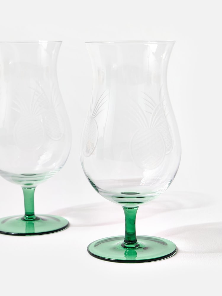 Oliver Bonas Set of 2 Green Pineapple Cocktail Glasses - Image 4 of 4