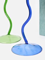 Oliver Bonas Set of 2 Multi Wobble Glass Candlestick Holders - Image 3 of 6