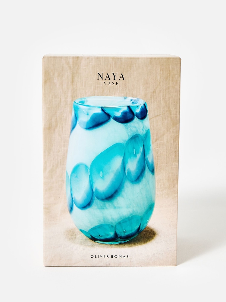 Oliver Bonas Blue Naya Glass Vase - Image 6 of 6
