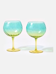 Oliver Bonas Set of 2 Blue Zuri Gin Glasses - Image 1 of 4
