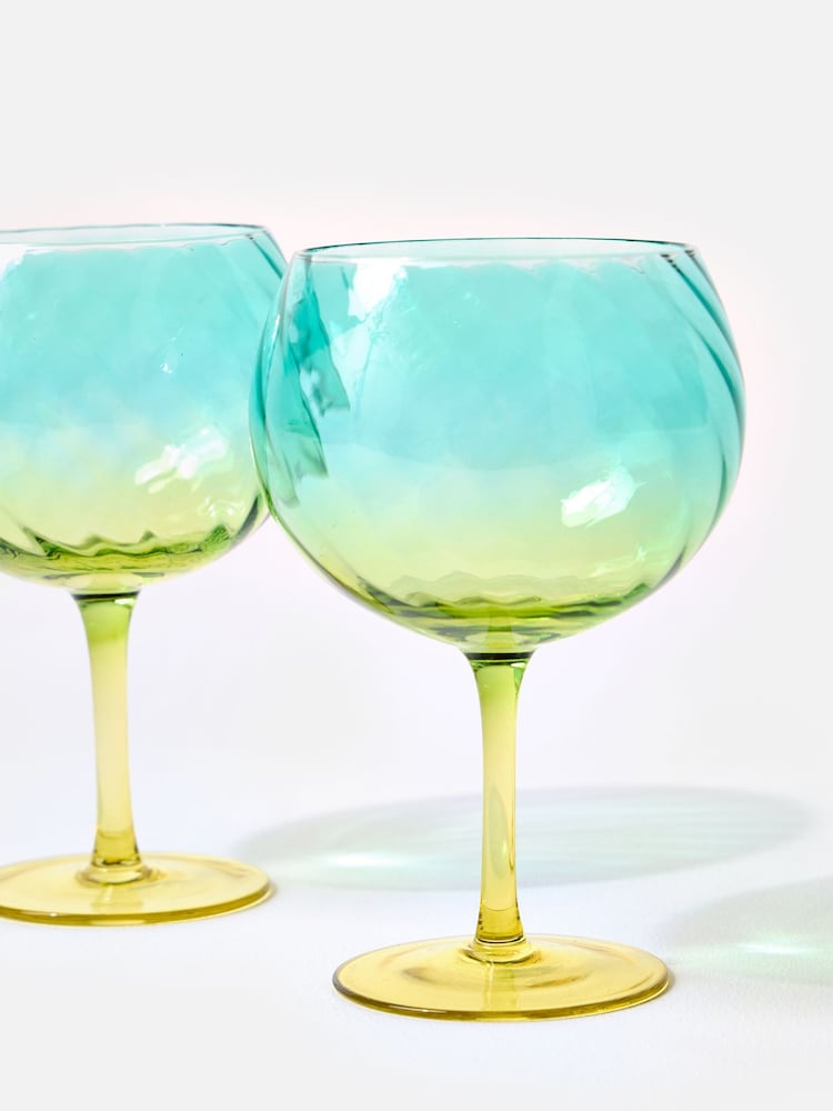 Oliver Bonas Set of 2 Blue Zuri Gin Glasses - Image 4 of 4