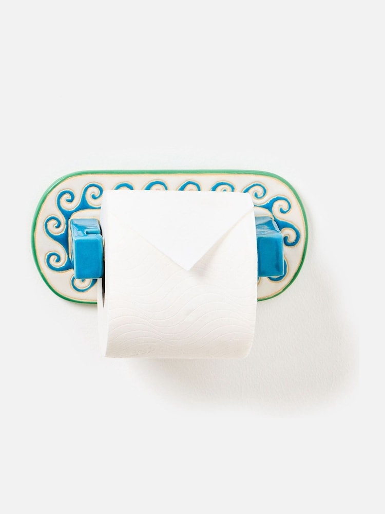Oliver Bonas Green Sun Ceramic Toilet Roll Holder - Image 1 of 6