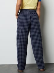 أزرق - Gingham Barrel Leg Trousers - صورة 4 من 8