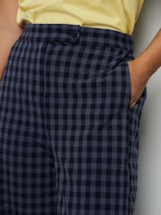 أزرق - Gingham Barrel Leg Trousers - صورة 5 من 8