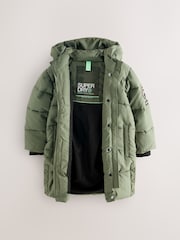 Grün - Superdry Langer Steppmantel - Bild 3 von 8