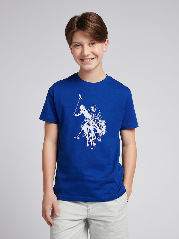 U.S. Polo Assn Sodalite Blue Boys Double Horsemen Graphic Print 100% Cotton T-Shirt - Image 1 of 7