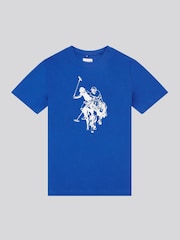 U.S. Polo Assn Sodalite Blue Boys Double Horsemen Graphic Print 100% Cotton T-Shirt - Image 5 of 7