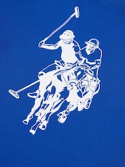 U.S. Polo Assn Sodalite Blue Boys Double Horsemen Graphic Print 100% Cotton T-Shirt - Image 7 of 7