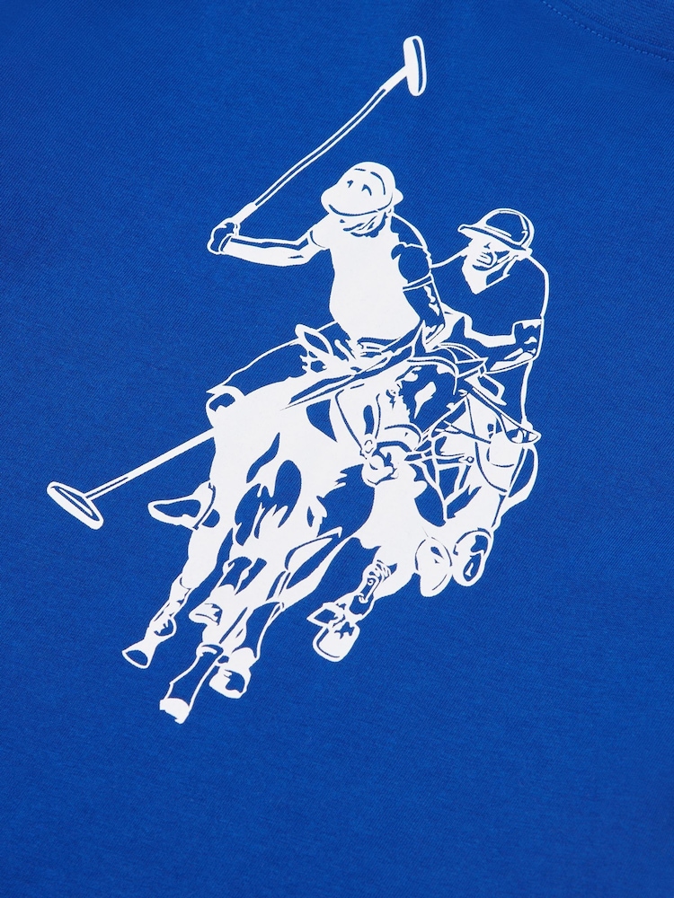 U.S. Polo Assn Sodalite Blue Boys Double Horsemen Graphic Print 100% Cotton T-Shirt - Image 7 of 7