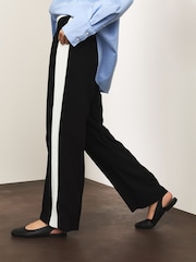 Chocolate/Neutral Side Stripe Wide Leg Tailored Trousers - Image 2 of 7