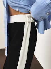 Chocolate/Neutral Side Stripe Wide Leg Tailored Trousers - Image 4 of 7