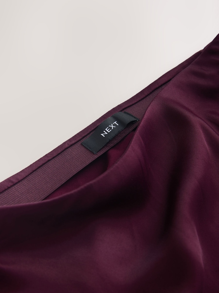Burgundy Satin Midi Skirt - Image 2 of 3 Burgundy Satin Midi Skirt - Image 2 of 3