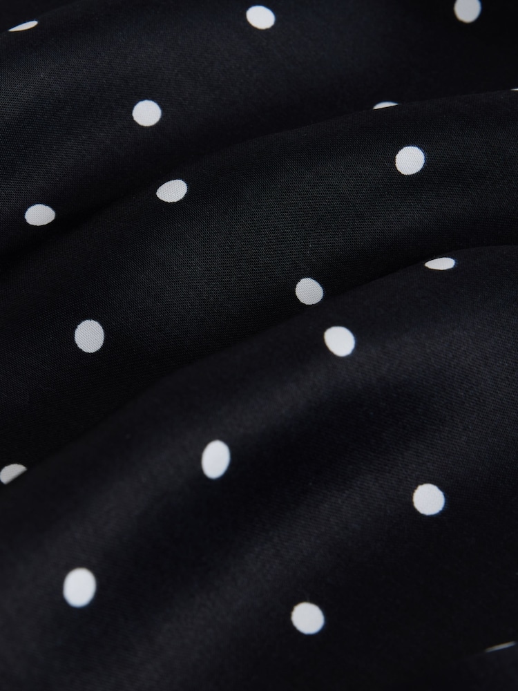 Schwarz/Weiss, Punkte - Satin-Hose mit Taillenband und weitem Bein - Bild 9 von 9