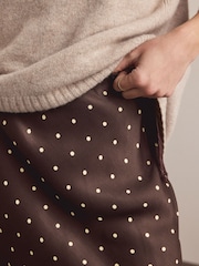 Καφέ/Κρεμ Πουά - Σατέν μίντι φούστα - Εικόνα 5 από 8