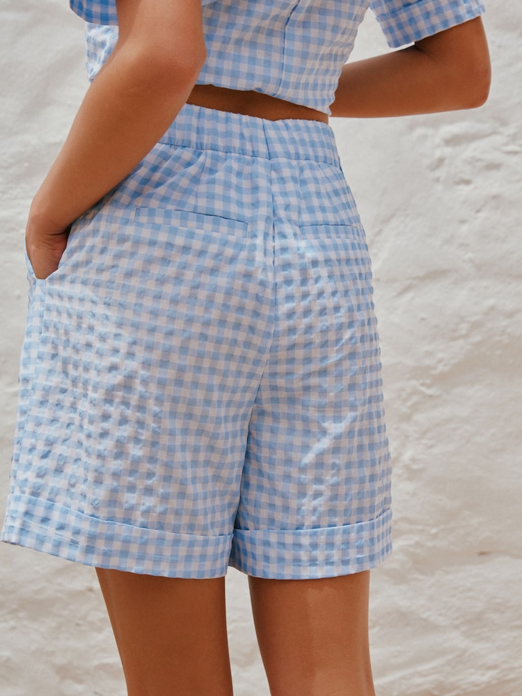 Blue Gingham Shorts - Image 4 of 4 Blue Gingham Shorts - Image 4 of 4