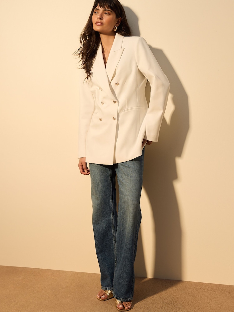 Ecru Military Double Breasted Blazer - Image 2 of 4