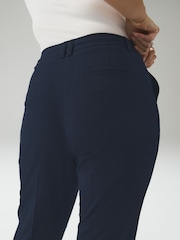 Navy Blue Tailored Hourglass Slim Trousers with Wool - Image 4 of 8