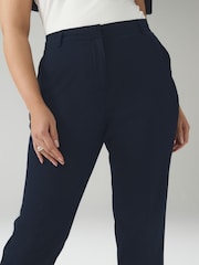 Navy Blue Tailored Hourglass Slim Trousers with Wool - Image 5 of 8