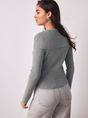 Grey Supersoft Sailor Collar Layered Jumper - Image 4 of 8