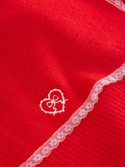 Red Scarf Layer Lace Trim Knitted Jumper - Image 10 of 11