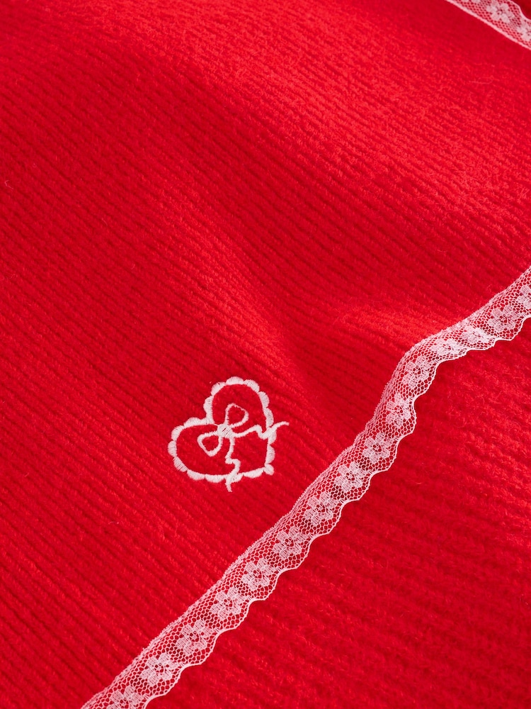 Haut Rouge Brodé NEXT, Taille UK 10 - Neuf Avec étiquette, Manches Longues En Viscose