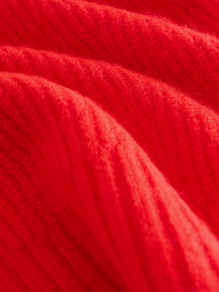 Red Scarf Layer Lace Trim Knitted Jumper - Image 5 of 5 Red Scarf Layer Lace Trim Knitted Jumper - Image 5 of 5