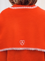 Red Scarf Layer Lace Trim Knitted Jumper - Image 6 of 11