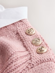 Blush Pink V-Neck Knitted Shirt Layer Look Jumper - Image 7 of 7