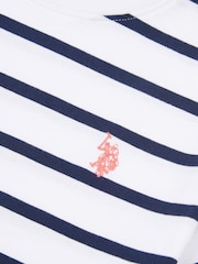 U.S. Polo Assn White Girls Stripe Frill Cuff T-Shirt - Image 7 of 7