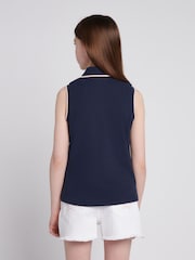 U.S. Polo Assn. Blue Girls Sleeveless Polo Shirt - Image 1 of 7
