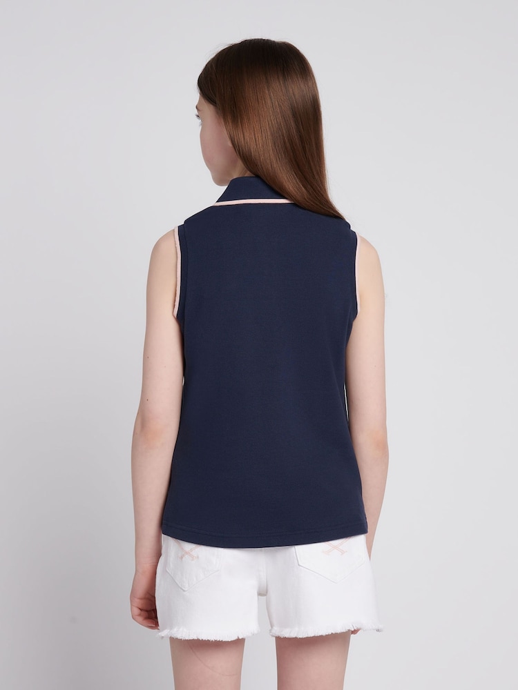 U.S. Polo Assn. Blue Girls Sleeveless Polo Shirt - Image 1 of 7